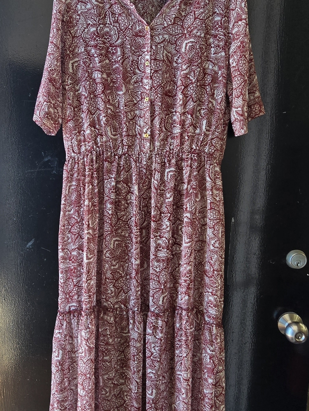 NWT Who What Wear Burgundy Paisley Button-Front Maxi Dress